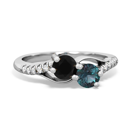 onyx-alexandrite two stone infinity ring