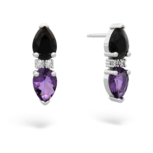 onyx-amethyst bowtie earrings