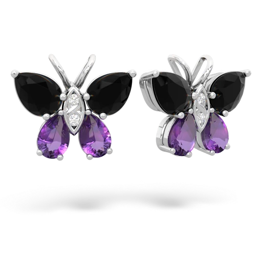 onyx-amethyst butterfly earrings