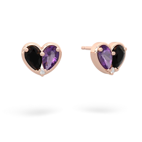 onyx-amethyst one heart earrings