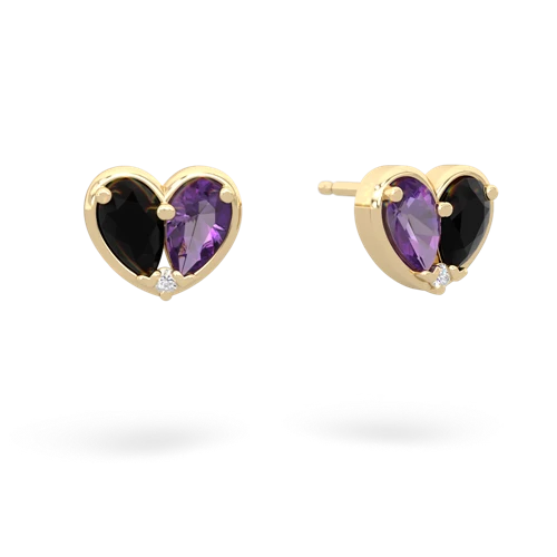 onyx-amethyst one heart earrings