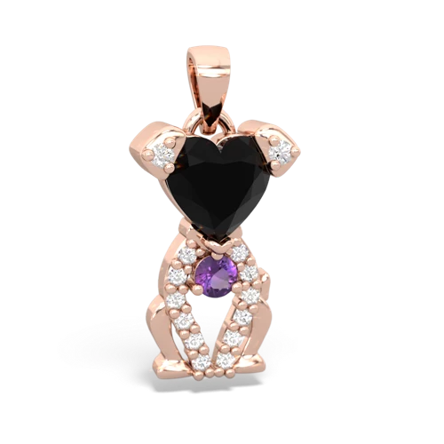 Black Onyx Genuine Black Onyx with Genuine Amethyst Puppy Love pendant Pendant