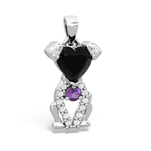 onyx-amethyst birthstone puppy pendant