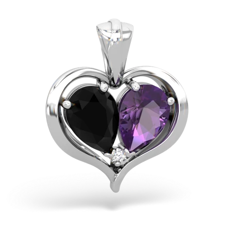 onyx-amethyst half heart whole pendant
