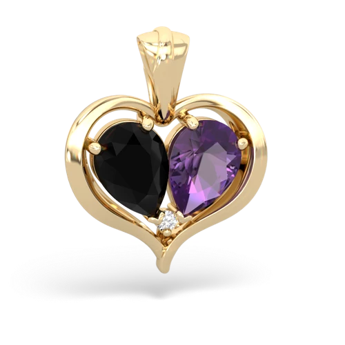 onyx-amethyst half heart whole pendant