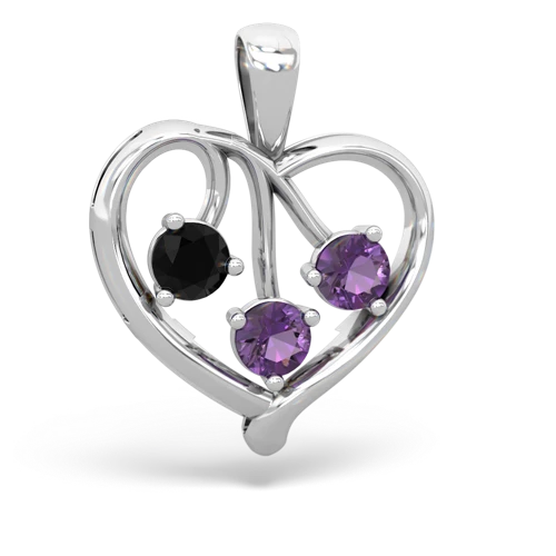 Black Onyx Genuine Black Onyx with Genuine Amethyst and Lab Created Sapphire Glowing Heart pendant Pendant