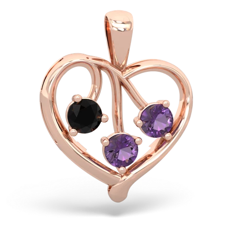 onyx-amethyst love heart pendant