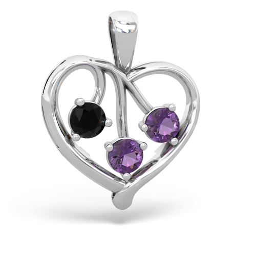 onyx-amethyst love heart pendant