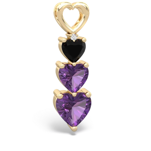 Black Onyx Genuine Black Onyx with Genuine Amethyst and Genuine Pink Tourmaline Past Present Future pendant Pendant