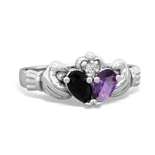 onyx-amethyst claddagh ring