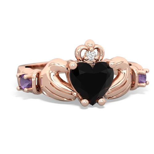 onyx-amethyst claddagh ring