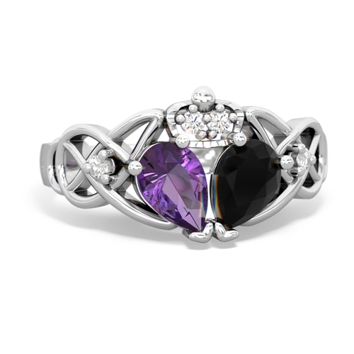 onyx-amethyst claddagh ring