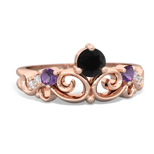 Black Onyx Genuine Black Onyx with Genuine Amethyst and Genuine Pink Tourmaline Crown Keepsake ring Ring