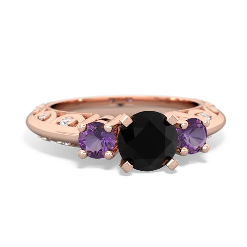 Black Onyx Genuine Black Onyx with Genuine Amethyst Art Deco ring Ring