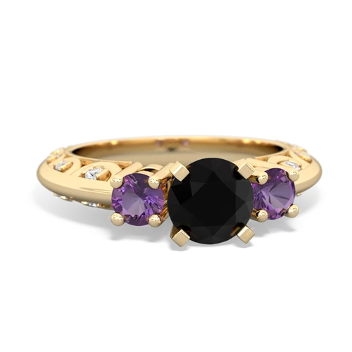 onyx-amethyst engagement ring