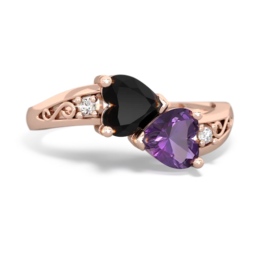 onyx-amethyst filligree ring