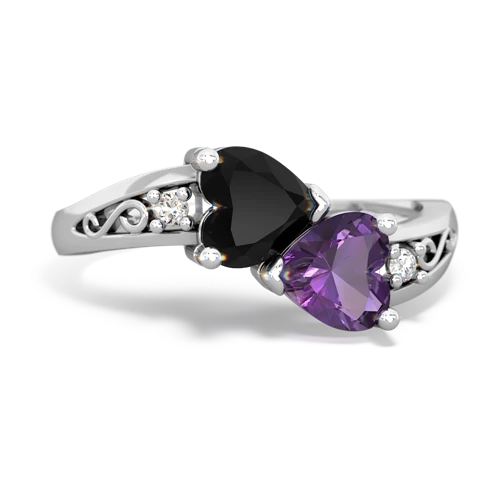 onyx-amethyst filligree ring