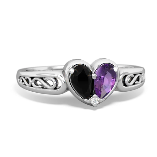 onyx-amethyst filligree ring