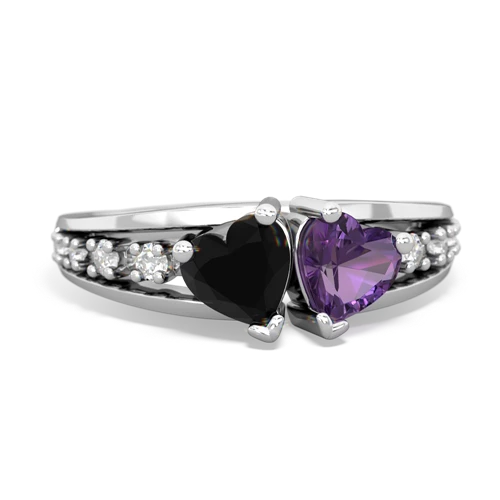 onyx-amethyst modern ring