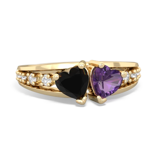 onyx-amethyst modern ring