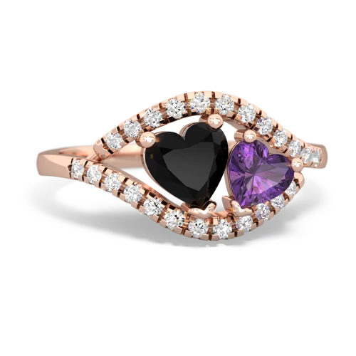 Black Onyx Genuine Black Onyx with Genuine Amethyst Mother and Child ring Ring