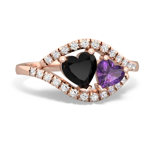 onyx-amethyst mother child ring