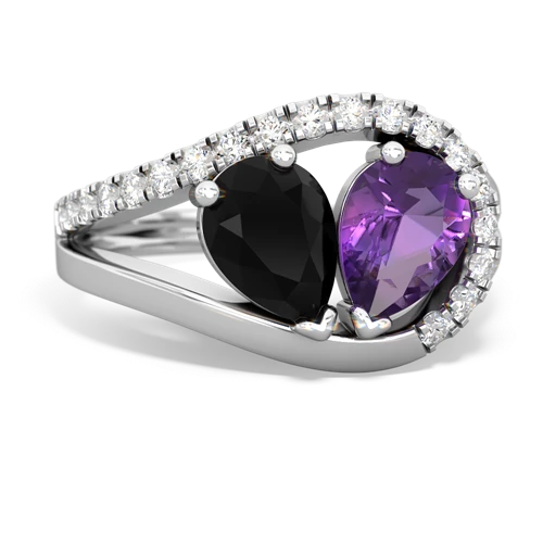 onyx-amethyst pave heart ring