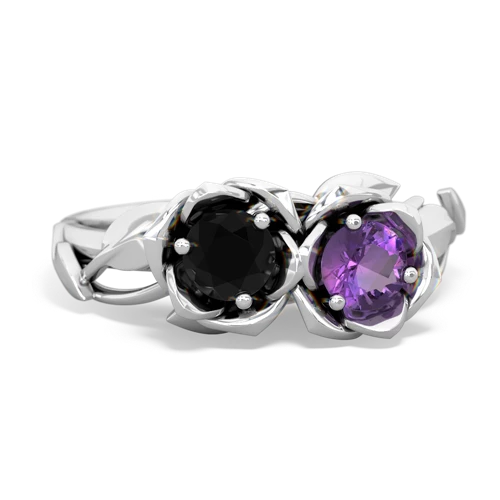 onyx-amethyst roses ring