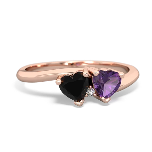 Black Onyx Genuine Black Onyx with Genuine Amethyst Sweetheart's Promise ring Ring