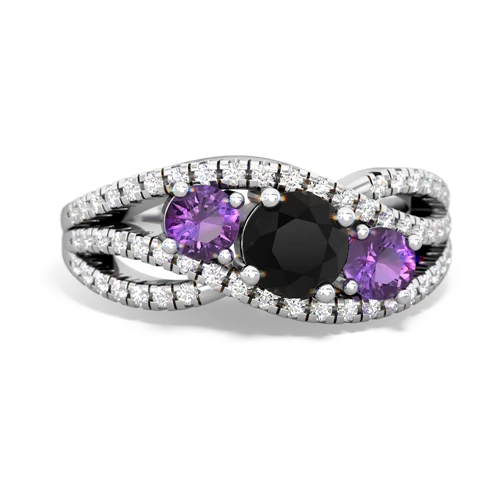 onyx-amethyst three stone pave ring