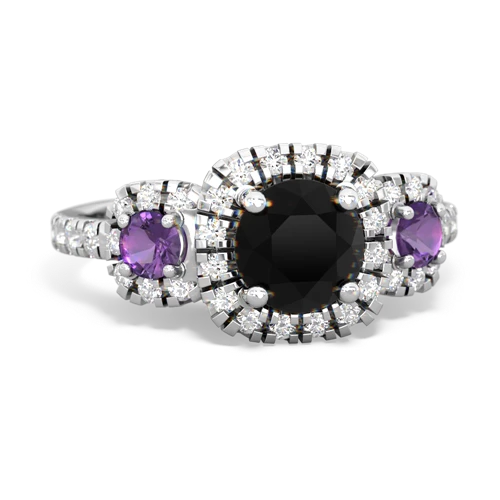 onyx-amethyst three stone regal ring