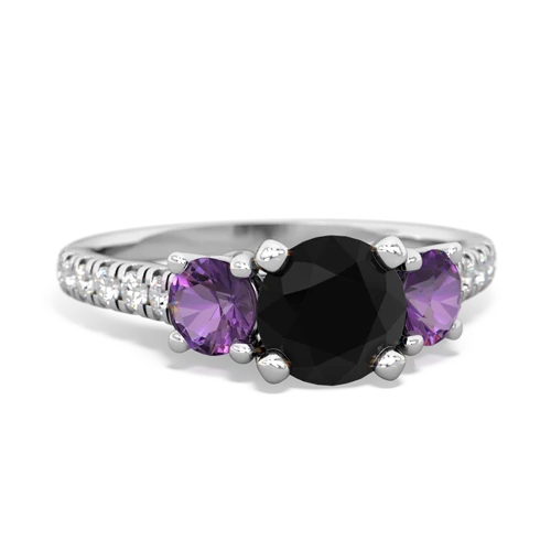 Black Onyx Genuine Black Onyx with Genuine Amethyst and Genuine Pink Tourmaline Pave Trellis ring Ring
