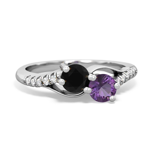 onyx-amethyst two stone infinity ring