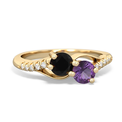 onyx-amethyst two stone infinity ring