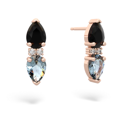 onyx-aquamarine bowtie earrings