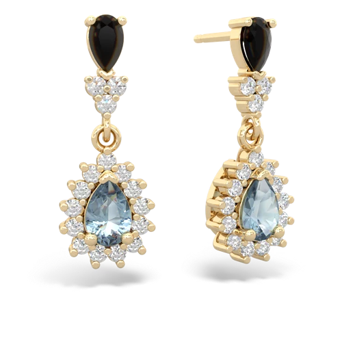 onyx-aquamarine dangle earrings