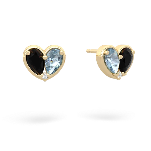 onyx-aquamarine one heart earrings