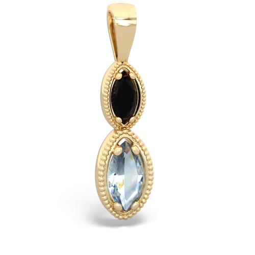 onyx-aquamarine antique milgrain pendant