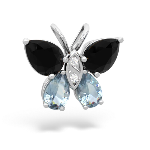 onyx-aquamarine butterfly pendant