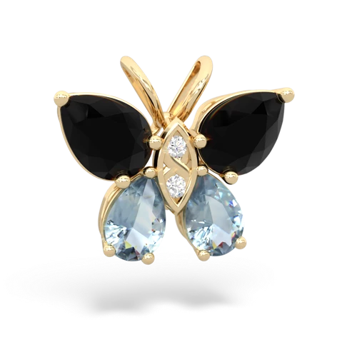 onyx-aquamarine butterfly pendant