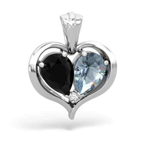 Black Onyx Genuine Black Onyx with Genuine Aquamarine Two Become One pendant Pendant