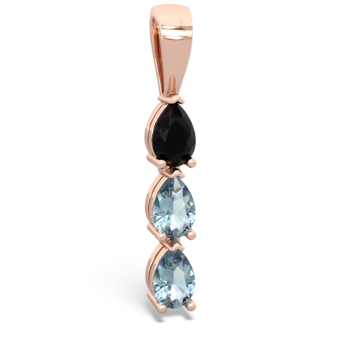 onyx-aquamarine three stone pendant