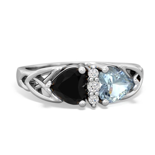 Black Onyx Genuine Black Onyx with Genuine Aquamarine Celtic Trinity Knot ring Ring