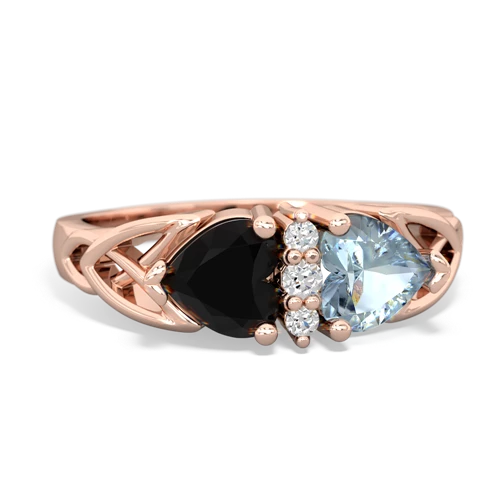 onyx-aquamarine celtic ring