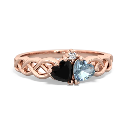 onyx-aquamarine celtic braid ring