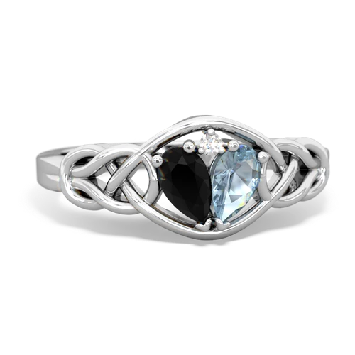 Black Onyx Genuine Black Onyx with Genuine Aquamarine Celtic Love Knot ring Ring