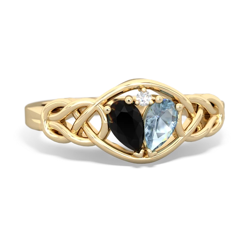 onyx-aquamarine celtic knot ring