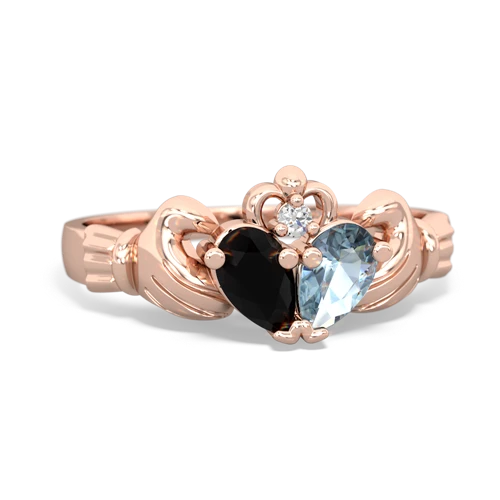 onyx-aquamarine claddagh ring