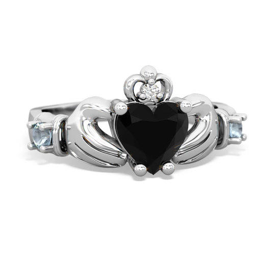 onyx-aquamarine claddagh ring