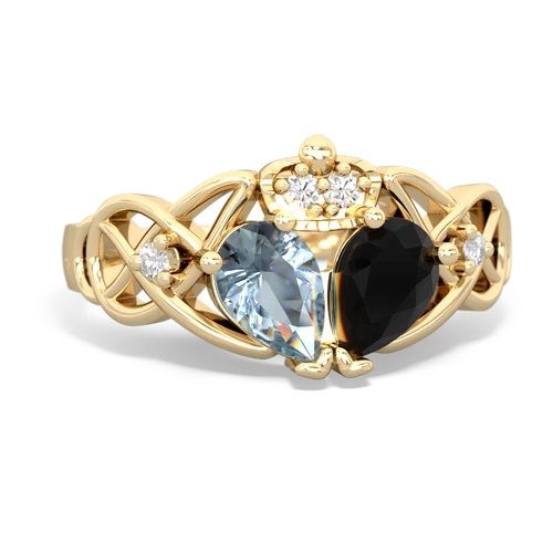 onyx-aquamarine claddagh ring